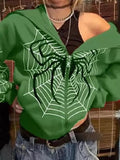 Kukombo Spider Print Zip-Up Hoodie