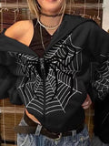 Kukombo Spider Print Zip-Up Hoodie