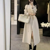 Korean Style High-End Coat Winter New Small Fashionable Mid-Length Woolen Cashmere Lace-up Coat for Women