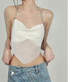 Kukombo discover style ideas Bow Pure Desire Atmosphere Sweet and Spicy Sexy Lace-up Neck Chain Strip Slimming Backless Camisole Women's Top Summer