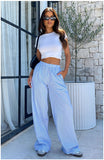 striped 2024 New Women's Striped Wide-Leg Trousers Casual Street Ins Fashion Loose High Waist Trousers