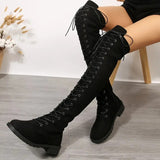 outfit inspo Plus Size Size 414243 Lace-up over-the-Knee Boots Women's Flat Boots