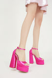 shoes Summer New Square Toe Hollow Chunky Heel Satin High Heel Peep Toe Women's Shoes Hate Sky High plus Size Catwalk Sandals Fashion