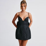 hoco dresses Yl24308sko Jacquard Sling Dress Women's Summer New V-neck Backless Bow Dress