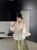 Kukombo Lightweight French milk gentle chic shirt very fairy tops off-shoulder thin tops 6030