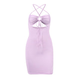 Kukombo Cross-border women's clothing 2024 European and American summer new hollow double-layer cross-reveal backpack hip suspender skirt European and American dress