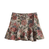 birthday outfit New Style Woolen Flower Jacquard with Belt Fashion Short Skirt Skirt