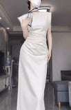 Kukombo Retro Mermaid Satin White Prom Dresses Birthday Outfits With Ruffle