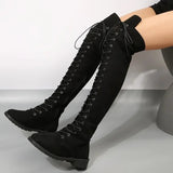 outfit inspo Plus Size Size 414243 Lace-up over-the-Knee Boots Women's Flat Boots