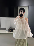 Kukombo Lightweight French milk gentle chic shirt very fairy tops off-shoulder thin tops 6030