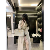 Korean Style High-End Coat Winter New Small Fashionable Mid-Length Woolen Cashmere Lace-up Coat for Women