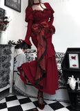 Kukombo Princess Mermaid Sweetheart Lolita Dress Christmas Dress Burgundy Birthday Dresses