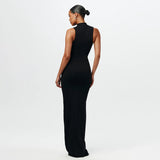 Kukombo influencer dress to impress New Dress Women's round Neck Sleeveless Lace-up Slim Fit Dress Sexy Fashion Solid Color Dress