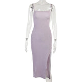 European and American cross-border foreign trade women's summer backless beach dress female seaside nightclub sexy hot girl knitted suspender dress
