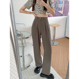 Kukombo discover style ideas Summer Korean Style Khaki Suit Pants Women's Spring and Autumn High Waist Draping Loose Straight Casual Pants Slim Wide Leg Pants