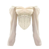 outfit Ambiance Two-Way Top for Women 2024 Spring New Fishbone Stitching Chic Chiffon Small Shirt