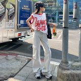 YC & Original American Retro Loose Wide-leg Multi-pocket Overalls Drape Trend Straight Jeans Women