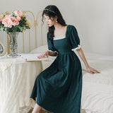 Kukombo misunderstood outfit Hepburn Retro Color Matching Dress Summer New Niche Short Sleeve Temperament Dress