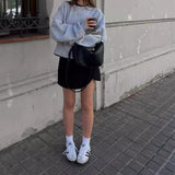 tailgate outfit black women 2024 Autumn and Winter Style Casual Solid Color Top Loose Pullover Fashion Sweater Coat