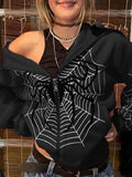 Kukombo Spider Print Zip-Up Hoodie