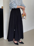 Kukombo "Strictly Selected Quality B Entry" with Pearl Drawstring Large Swing Skirt Women's High Waist Solid Color Long Skirt 596