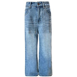 Kukombo 2024 spring new American retro high waist loose wide leg drape straight pants jeans women