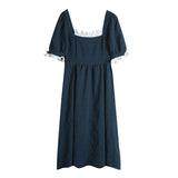 Kukombo misunderstood outfit Hepburn Retro Color Matching Dress Summer New Niche Short Sleeve Temperament Dress