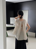Jiangzuo Korean style small flying sleeve baby shirt shirt female back hollow cotton and linen top short sleeve shirt summer 6058