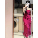 dress to impress codes Plus Size French Style Seaside Holiday Suspender Skirt Dress Women's Romantic Irregular Ruffled Dress