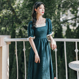 Kukombo misunderstood outfit Hepburn Retro Color Matching Dress Summer New Niche Short Sleeve Temperament Dress