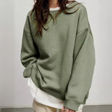 tailgate outfit black women Temu Autumn and Winter New Solid Color round Neck Loose Pullover Sweater Long Sleeve Sweater for Women