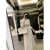 Korean Style High-End Coat Winter New Small Fashionable Mid-Length Woolen Cashmere Lace-up Coat for Women