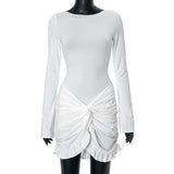 android vs cyberborg dress to impress F24ds125 Women's Clothing Summer New Solid Color Casual round Neck Long Sleeve Sheath Slim Fit Short Dress