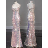 Kukombo aquatic dress to impress Shining Pink Bridal Wedding Toast Dress New Banquet Performance Host Fishtail Wedding Dress Evening Dress