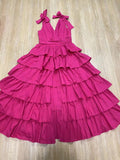 dress to impress codes Rose Red Cake Dress 2024 Summer Evening Party Sexy Deep V Lace-up Vest Large Swing Dress Long Dress for Women