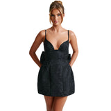 hoco dresses Yl24308sko Jacquard Sling Dress Women's Summer New V-neck Backless Bow Dress