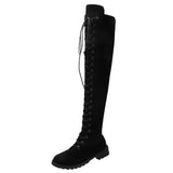 outfit inspo Plus Size Size 414243 Lace-up over-the-Knee Boots Women's Flat Boots