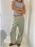 striped 2024 New Women's Striped Wide-Leg Trousers Casual Street Ins Fashion Loose High Waist Trousers