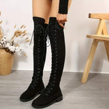 outfit inspo Plus Size Size 414243 Lace-up over-the-Knee Boots Women's Flat Boots