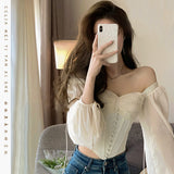 outfit Ambiance Two-Way Top for Women 2024 Spring New Fishbone Stitching Chic Chiffon Small Shirt
