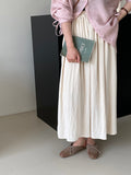 Kukombo "Strictly Selected Quality B Entry" with Pearl Drawstring Large Swing Skirt Women's High Waist Solid Color Long Skirt 596
