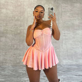 birthday outfit 51150 Hot Girl Women's Stretch Wrapped Chest Dress Hollow Backless Zipper off-Shoulder Pleated Princess Dress
