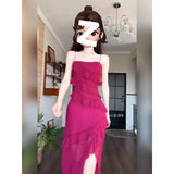 dress to impress codes Plus Size French Style Seaside Holiday Suspender Skirt Dress Women's Romantic Irregular Ruffled Dress