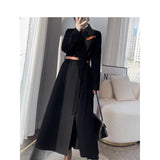 Korean Style High-End Coat Winter New Small Fashionable Mid-Length Woolen Cashmere Lace-up Coat for Women