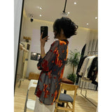 outfit Spring and Summer New Style Shirt Single Chic Top Light Mature French Style Printed Loose Long Sleeve Sexy Shirt for Women