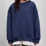 tailgate outfit black women Temu Autumn and Winter New Solid Color round Neck Loose Pullover Sweater Long Sleeve Sweater for Women