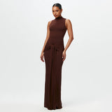 Kukombo influencer dress to impress New Dress Women's round Neck Sleeveless Lace-up Slim Fit Dress Sexy Fashion Solid Color Dress