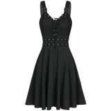 Kukombo misunderstood outfit New Style Sleeveless Strap Loose Large Swing Sling Gothic Punk Women's Dress Female