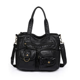Kukombo 2000s fashion Retro Large Capacity Bag Women's Bag New Fashion Washed Leather Mother Bag Casual Shoulder Messenger Bag