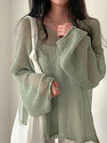 Kukombo Oversized Long Sleeve Crochet Knit Top